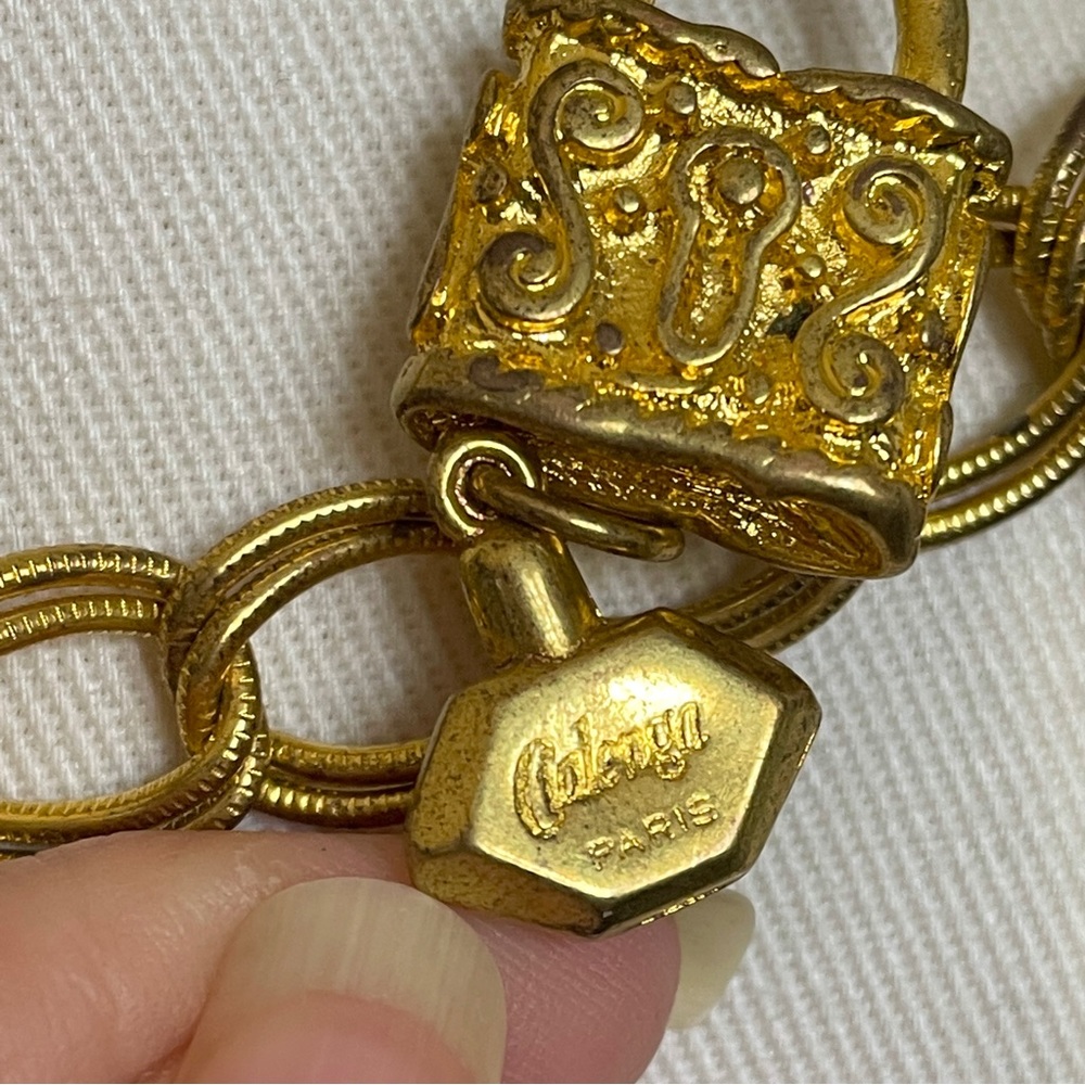 Vintage 70s Balenciaga Cialenga Paris Gold Double Chain Charm Belt ๐ซ๐ท - Picture 7 of 9